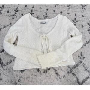 Hollister Cream Knit Tie-Front Cardigan Sweater
